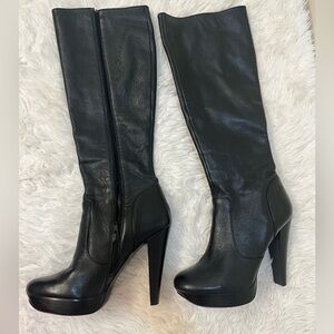 Calvin Klein black leather knee boots size 7